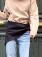 Pañuelo reversible 100% lana burdeos-azul marino