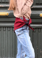 Pañuelo reversible 100% lana burdeos-azul marino